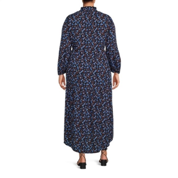 Terra & Sky Blue long sleeve signature soft plus size floral maxi dress size 3X - Picture 2 of 8